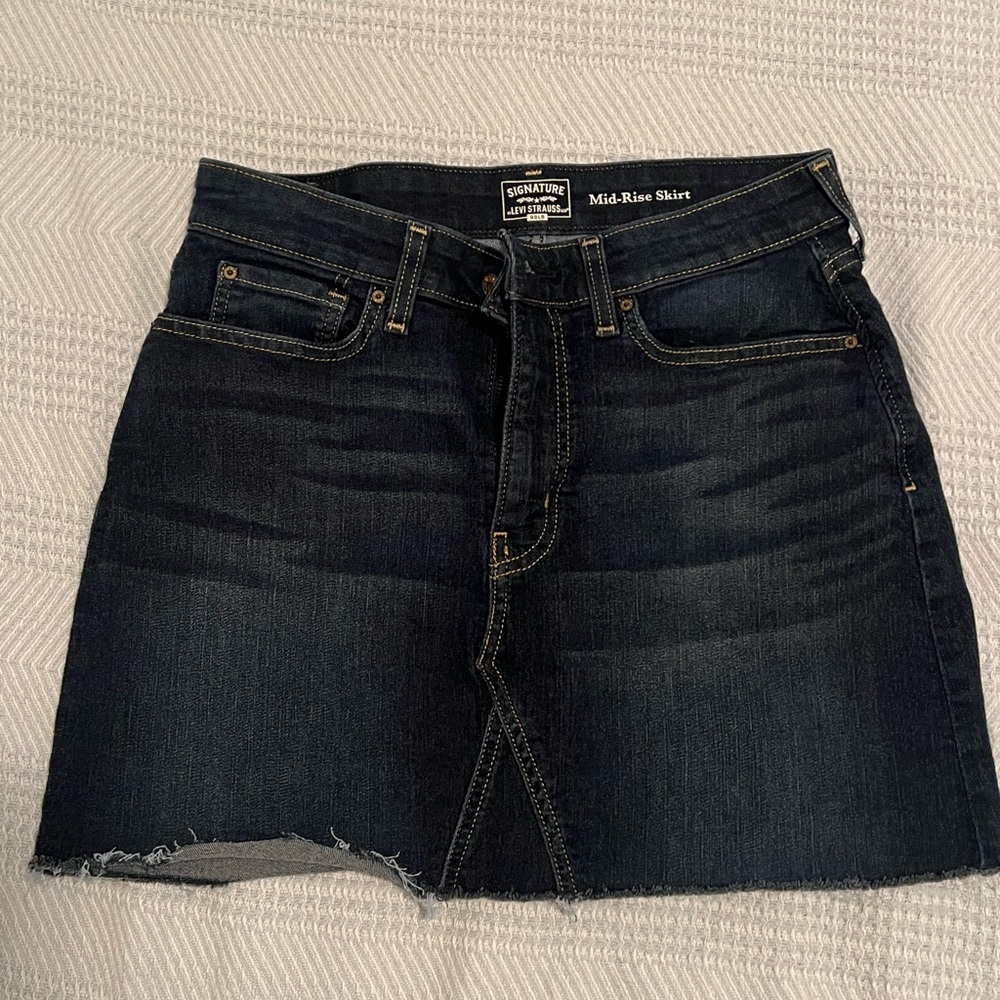Signature by Levi Strauss Raw Hem Mini Denim Skirt
